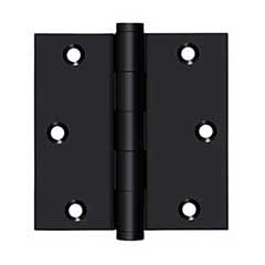 Deltana [DSB3519] Solid Brass Door Butt Hinge - Button Tip - Square Corner - Paint Black Finish - Pair - 3 1/2&quot; H x 3 1/2&quot; W