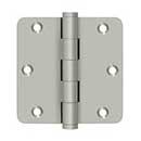 Deltana [DSB35R415-R] Solid Brass Door Butt Hinge - Residential - Button Tip - 1/4&quot; Radius Corner - Brushed Nickel Finish - Pair - 3 1/2&quot; H x 3 1/2&quot; W