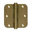 Deltana [DSB35R510BM-R] Solid Brass Door Butt Hinge - Residential - Button Tip - 5/8" Radius Corner - Bronze Medium Finish - Pair - 3 1/2" H x 3 1/2" W