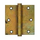 Deltana [DSB35RT] Solid Brass Door Butt Hinge - Button Tip - Square Corner - Rust Finish - Pair - 3 1/2" H x 3 1/2" W