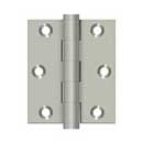 Deltana [DSB3025U15] Solid Brass Screen Door Butt Hinge - Button Tip - Square Corner - Brushed Nickel Finish - Pair - 3" H x 2 1/2" W
