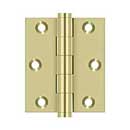 Deltana [DSB3025U3-UNL] Solid Brass Screen Door Butt Hinge - Button Tip - Square Corner - Polished Brass (Unlacquered) Finish - Pair - 3&quot; H x 2 1/2&quot; W
