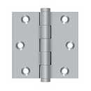Deltana [DSB326D] Solid Brass Door Butt Hinge - Button Tip - Square Corner - Brushed Chrome Finish - Pair - 3&quot; H x 3&quot; W