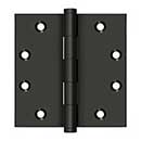Deltana [DSB4510B] Solid Brass Door Butt Hinge - Plain Bearing - Button Tip - Square Corner - Oil Rubbed Bronze Finish - Pair - 4 1/2" H x 4 1/2" W