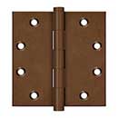 Deltana [DSB4510BR] Solid Brass Door Butt Hinge - Plain Bearing - Button Tip - Square Corner - Bronze Rust Finish - Pair - 4 1/2" H x 4 1/2" W