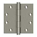 Deltana [DSB4510WL] Solid Brass Door Butt Hinge - Plain Bearing - Button Tip - Square Corner - Weathered Light Finish - Pair - 4 1/2" H x 4 1/2" W