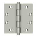 Deltana [DSB4515] Solid Brass Door Butt Hinge - Plain Bearing - Button Tip - Square Corner - Brushed Nickel Finish - Pair - 4 1/2&quot; H x 4 1/2&quot; W