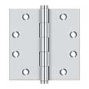 Deltana [DSB4526] Solid Brass Door Butt Hinge - Button Tip - Square Corner - Polished Chrome Finish - Pair - 4 1/2&quot; H x 4 1/2&quot; W