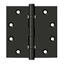 Deltana [DSB45NB10B] Solid Brass Door Butt Hinge - Ball Bearing - Non-Removable Pin - Button Tip - Square Corner - Oil Rubbed Bronze Finish - Pair - 4 1/2&quot; H x 4 1/2&quot; W