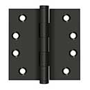 Deltana [DSB410B] Solid Brass Door Butt Hinge - Button Tip - Square Corner - Oil Rubbed Bronze Finish - Pair - 4" H x 4" W