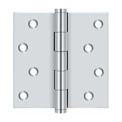 Deltana [DSB426-RZ] Solid Brass Door Butt Hinge - Button Tip - Square Corner - Zig-Zag - Residential - Polished Chrome Finish - Pair - 4&quot; H x 4&quot; W