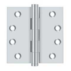 Deltana [DSB426] Solid Brass Door Butt Hinge - Button Tip - Square Corner - Polished Chrome Finish - Pair - 4&quot; H x 4&quot; W