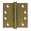 Deltana [DSB4N10BM] Solid Brass Door Butt Hinge - Non-Removable Pin - Button Tip - Square Corner - Bronze Medium Finish - Pair - 4" H x 4" W