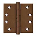 Deltana [DSB4N10BR] Solid Brass Door Butt Hinge - Non-Removable Pin - Button Tip - Square Corner - Bronze Rust Finish - Pair - 4" H x 4" W