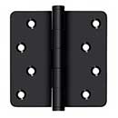 Deltana [DSB4R419-RZ] Solid Brass Door Butt Hinge - Button Tip - 1/4" Radius Corner - Zig-Zag - Residential - Paint Black Finish - Pair - 4" H x 4" W