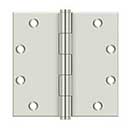 Deltana [DSB5514] Solid Brass Door Butt Hinge - Button Tip - Square Corner - Polished Nickel Finish - Pair - 5" H x 5" W