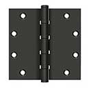 Deltana [DSB55B10B] Solid Brass Door Butt Hinge - Ball Bearing - Button Tip - Square Corner - Oil Rubbed Bronze Finish - Pair - 5&quot; H x 5&quot; W