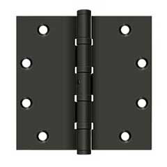 Deltana [DSB55NB10B] Solid Brass Door Butt Hinge - Ball Bearing - Non-Removable Pin - Button Tip - Square Corner - Oil Rubbed Bronze Finish - Pair - 5&quot; H x 5&quot; W