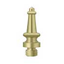 Deltana [DSST3-UNL] Solid Brass Door Butt Hinge Finial - Steeple - Polished Brass (Unlacquered) Finish - 1/2&quot; Dia.