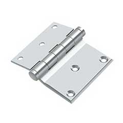 Deltana [DHS3035U26] Solid Brass Screen Door Half Surface Hinge - Button Tip - Square Corner - Polished Chrome Finish - Pair - 3&quot; H x 3 1/2&quot; W