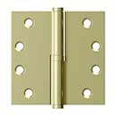 Deltana [DSBLO43UNL-LH] Solid Brass Door Lift Off Hinge - Left Hand - Polished Brass Unlacquered Finish  - 4" H x 4" W