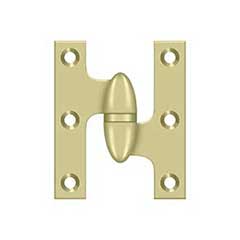 Deltana [OK2520U3UNL-R] Solid Brass Door Olive Knuckle Hinge - Right Handed - Polished Brass (Unlacquered) Finish - 2 1/2&quot; H x 2&quot; W