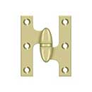 Deltana [OK2520U3UNL-R] Solid Brass Door Olive Knuckle Hinge - Right Handed - Polished Brass (Unlacquered) Finish - 2 1/2" H x 2" W