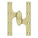 Deltana [OK6040B3UNL-R] Solid Brass Door Olive Knuckle Hinge - Right Handed - Polished Brass (Unlacquerd) Finish - 6" H x 4" W