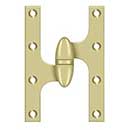 Deltana [OK6040B3UNL-L] Solid Brass Door Olive Knuckle Hinge - Left Handed - Polished Brass (Unlacquered) Finish - 6" H x 4" W
