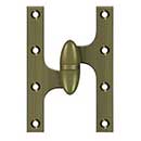 Deltana [OK6040B5-L] Solid Brass Door Olive Knuckle Hinge - Left Handed - Antique Brass Finish - 6" H x 4" W