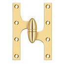 Deltana [OK6040BCR003-R] Solid Brass Door Olive Knuckle Hinge - Right Handed - Polished Brass (PVD) Finish - 6" H x 4" W