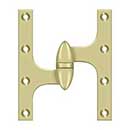 Deltana [OK6050B3UNL-L] Solid Brass Door Olive Knuckle Hinge - Left Handed - Polished Brass (Unlacquered) Finish - 6" H x 5" W