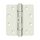 Deltana [DSB4540NBW] Solid Brass Door Butt Hinge - Wide Throw - 1/4&quot; Radius Corner - Ball Bearing - Non-Removable Pin - White Finish - Pair - 4 1/2&quot; H x 4&quot; W