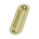 Deltana [FP223U3-UNL] Solid Brass Pocket Door Flush Pull - Oblong - Polished Brass (Unlacquered) - 3 9/16" L