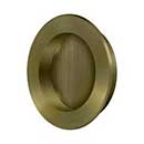 Deltana [FP238U5] Solid Brass Pocket Door Flush Pull - Round - Antique Brass - 2 3/8" Dia.