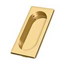 Deltana [FP4134CR003] Solid Brass Pocket Door Flush Pull - Large Rectangle w/ Oval - Polished Brass (PVD) - 3 7/8" L