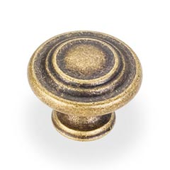 Elements [107AEM] Die Cast Zinc Cabinet Knob - Arcadia Series - Lightly Distressed Antique Brass Finish - 1 1/4&quot; Dia.