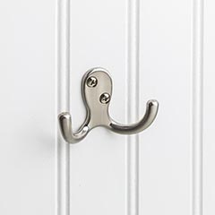 Elements [YD15-187SN] Die Cast Zinc Wall Hook - Two Prong - Satin Nickel Finish - 1 7/8&quot; L