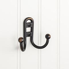 Elements [YD25-256DBAC] Die Cast Zinc Wall Hook - Double Flare - Brushed Oil Rubbed Bronze Finish - 2 9/16&quot; L