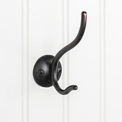 Elements [YD30-381DBAC] Die Cast Zinc Wall Hook - Double - Brushed Oil Rubbed Bronze Finish - 3 9/16&quot; L