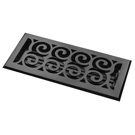 HRV Industries [07-414-A-19] Cast Iron Decorative Floor Register Vent Cover - Legacy Scroll - Black Finish - 4&quot; x 14&quot;
