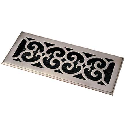 HRV Industries [06-412-C] Brass Decorative Floor Register Vent Cover - Scroll - 4&quot; x 12&quot;