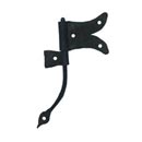 Hammered Hinges [113.25L-RT] Wrought Iron Cabinet Hinge - Split Tail Flag - Left Mount w/ Rat Tail & Support Flag - 1 5/8" Flag