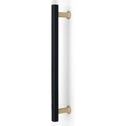 Hapny Home [M1028-BSB] Solid Brass Appliance Pull Handle - Mod Series - Matte Black &amp; Satin Brass Finish - 12&quot; C/C - 14 3/8&quot; L