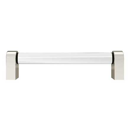 Hapny Home [C502-PN] Acrylic &amp; Solid Brass Cabinet Pull Handle - Clarity Series - Oversized - Clear - Polished Nickel Finish - 5&quot; C/C - 5 3/8&quot; L