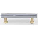 Hapny Home [M564-CSB] Solid Brass Cabinet Pull Handle - Mod Series - Standard Size - Polished Chrome &amp; Satin Brass Finish - 96mm C/C - 5&quot; L