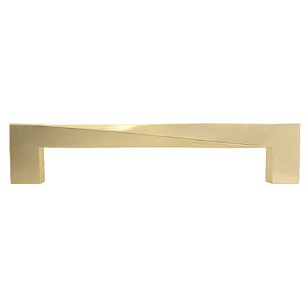 Hapny Home [TW544-SB] Solid Brass Cabinet Pull Handle - Twist Series - Oversized - Satin Brass Finish - 5&quot; C/C - 5 9/16&quot; L