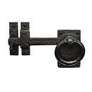 Iron Valley [T-81-511-LH] Cast Iron Gate Ring Turn Drop Bar Latch - Square Plate - Left Handed - Flat Black Finish - 7&quot; L