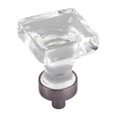 Jeffrey Alexander [G140BNBDL] Glass Cabinet Knob - Harlow Series - Small Square - Clear - Brushed Pewter Stem - 1" Sq.