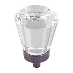 Jeffrey Alexander [G150L-DBAC] Glass Cabinet Knob - Harlow Series - Large Faceted - Clear - Brushed Oil Rubbed Bronze Stem - 1 1/4&quot; Dia.